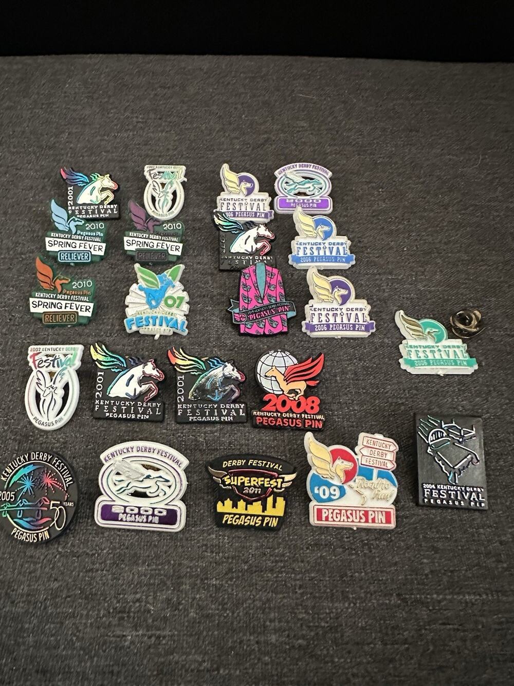 Kentucky Derby Festival Pegasus Pin Lot 2001-2010 Louisville KY KDF 22 Pins